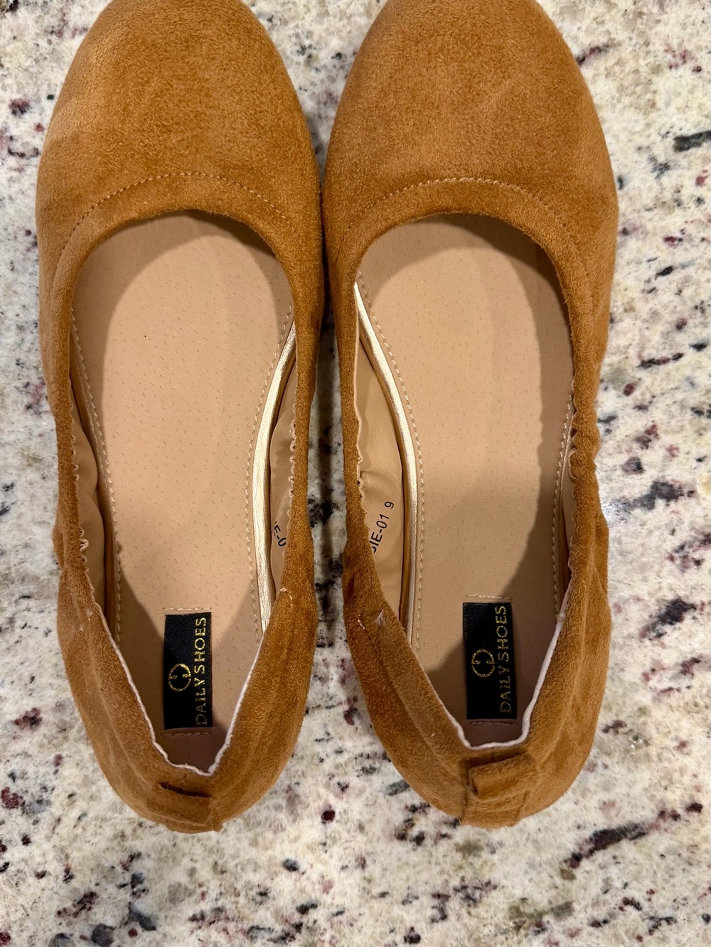 Amazon Essentials Cognac Suede Ballet Flats